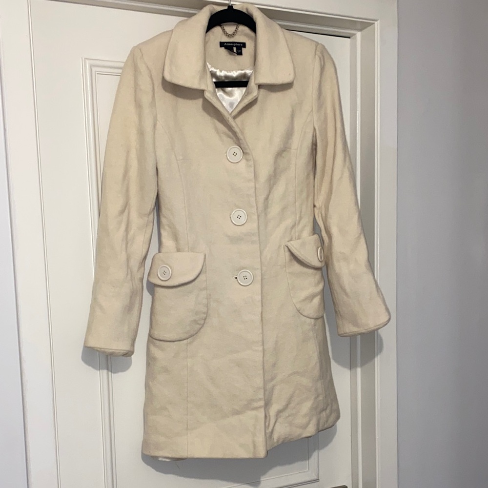 Atmosphere Cream Button-Front Pea Coat